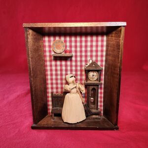 Victor Goldman Wood Box Corn Husk Doll Diorama Shadow Box